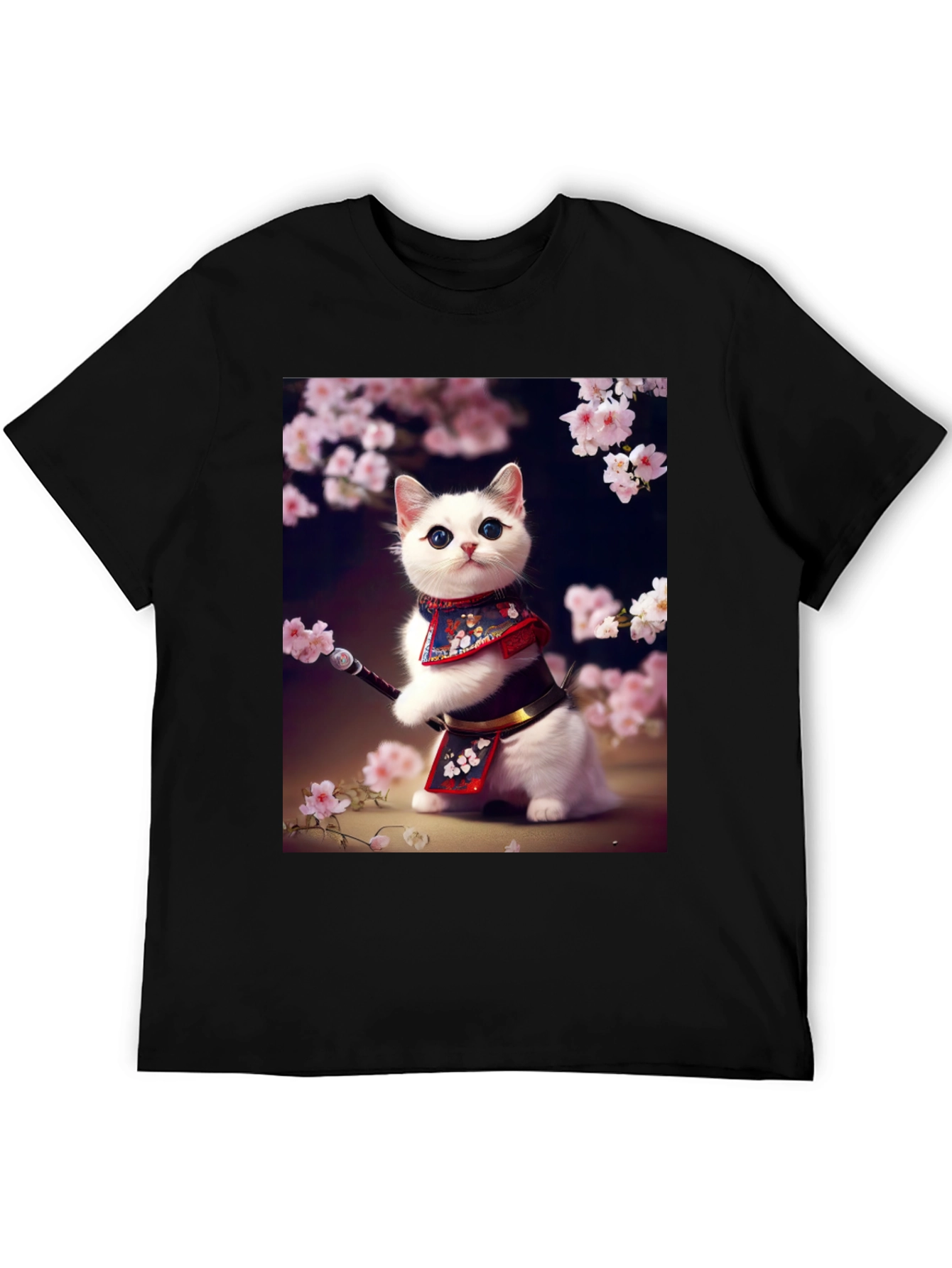 Samurai Cat T-Shirt - Anime Style