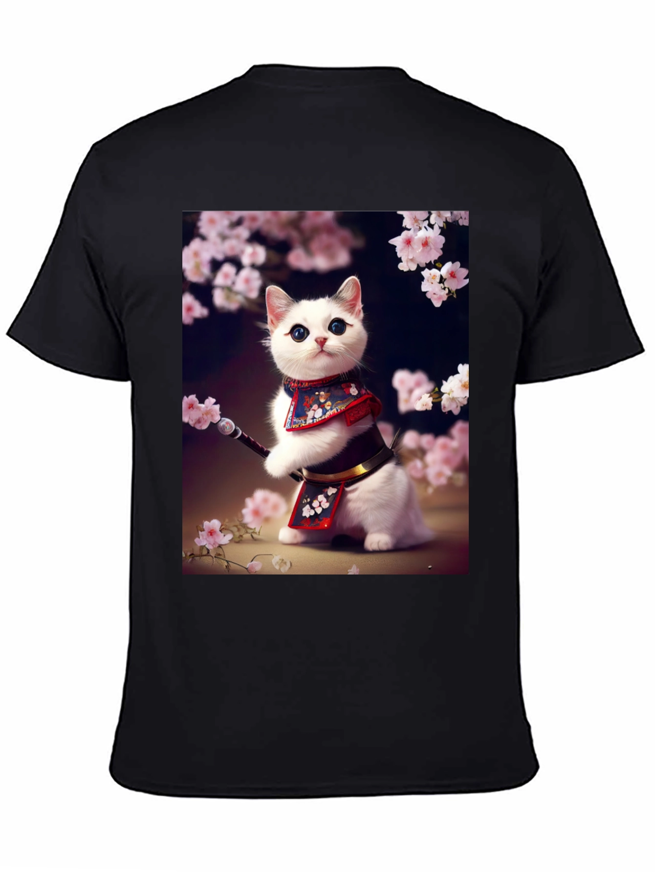 Samurai Cat T-Shirt - Anime Style