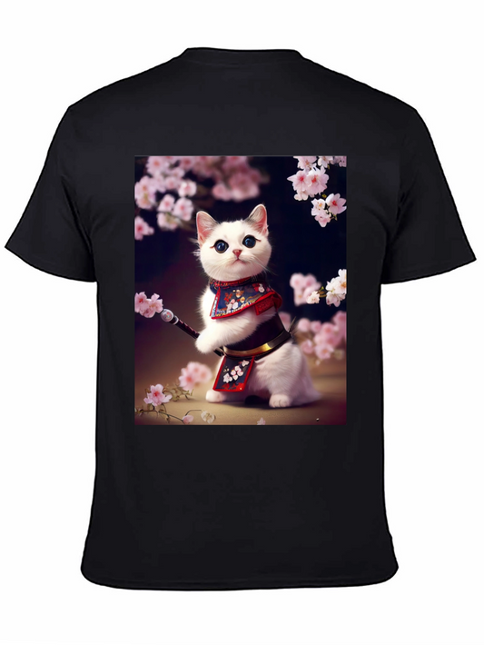 Samurai Cat T-Shirt - Anime Style