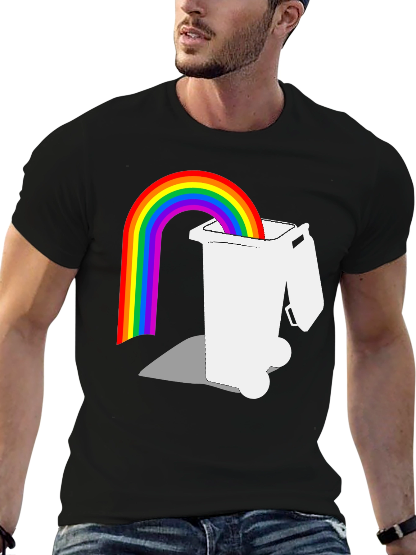 Rainbow Trash Graphic Tee - Unique & Playful Design