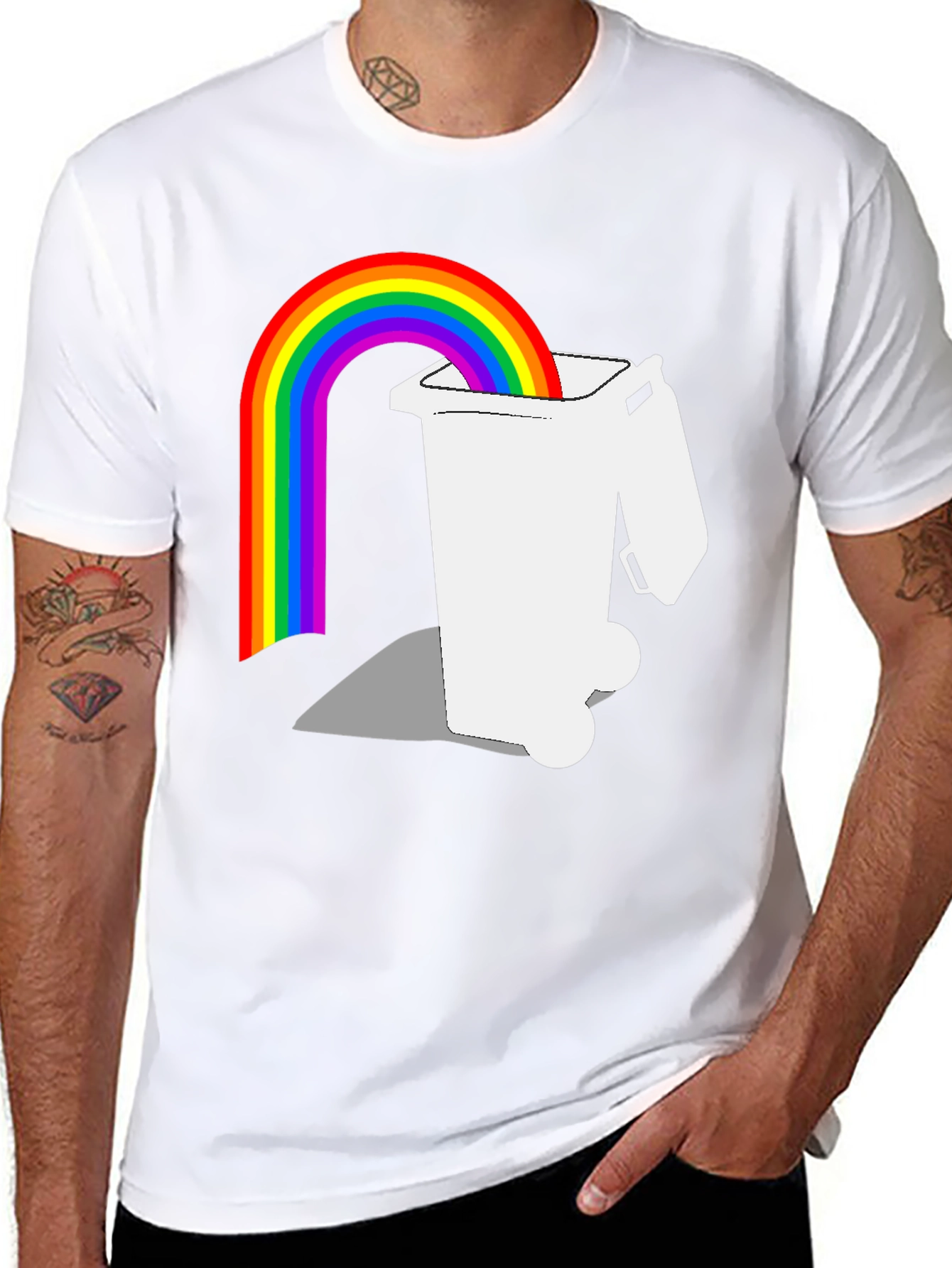 Rainbow Trash Graphic Tee - Unique & Playful Design