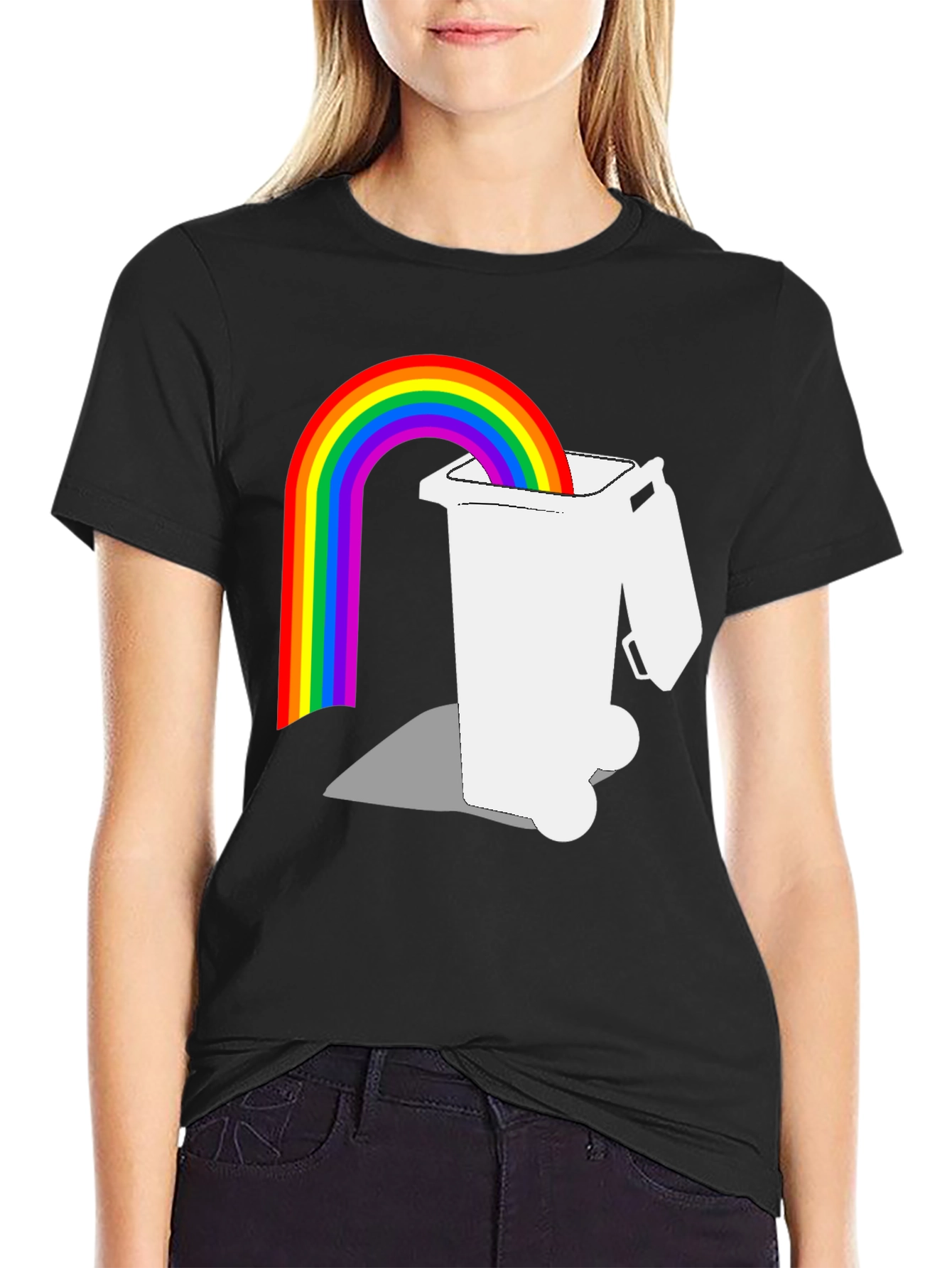 Rainbow Trash Graphic Tee - Unique & Playful Design