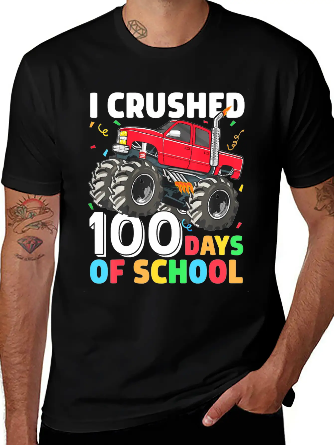 100 Days Of School Monster Truck Comfortable Minimalist Graphic Tee – Summer Style Essential