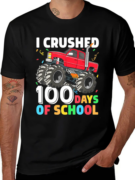 100 Days Of School Monster Truck Comfortable Minimalist Graphic Tee – Summer Style Essential