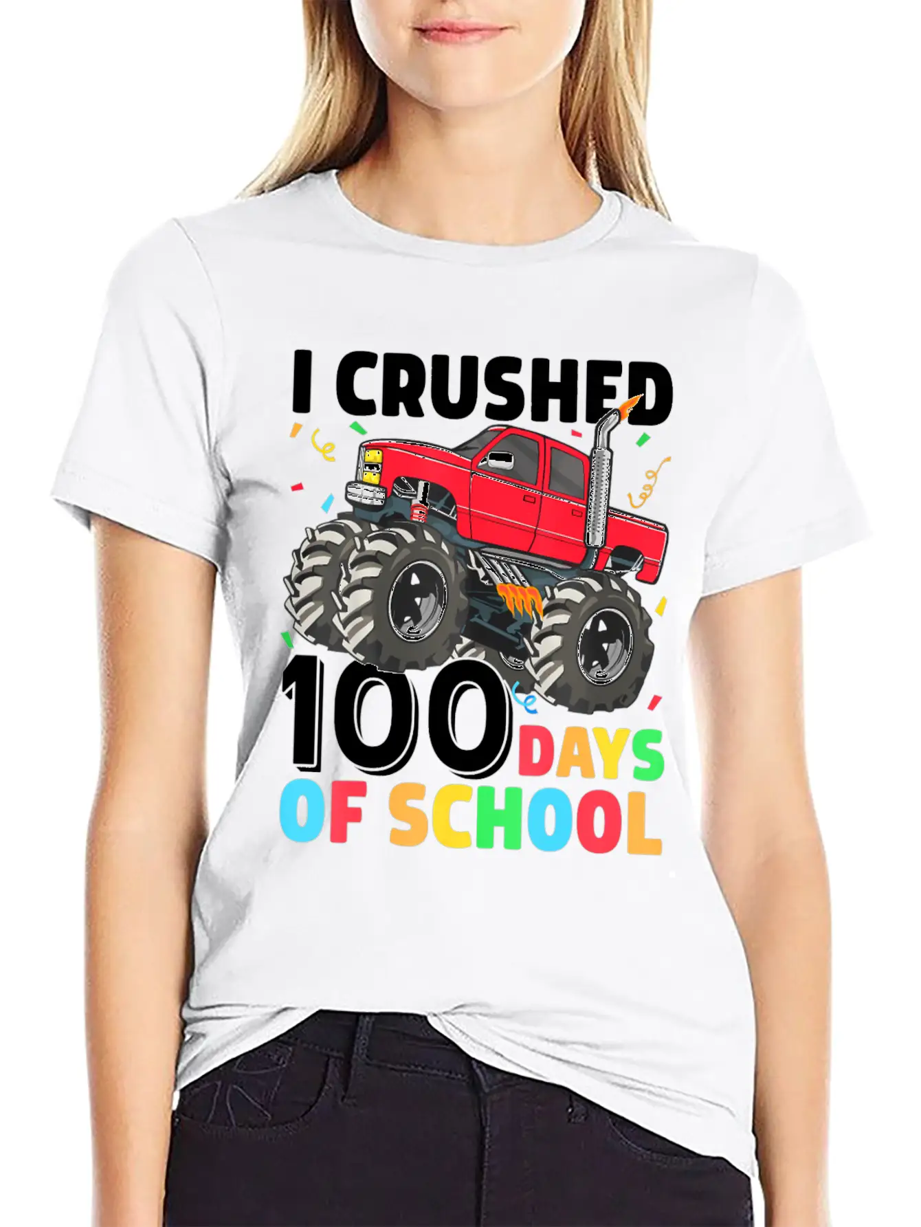 100 Days Of School Monster Truck Comfortable Minimalist Graphic Tee – Summer Style Essential