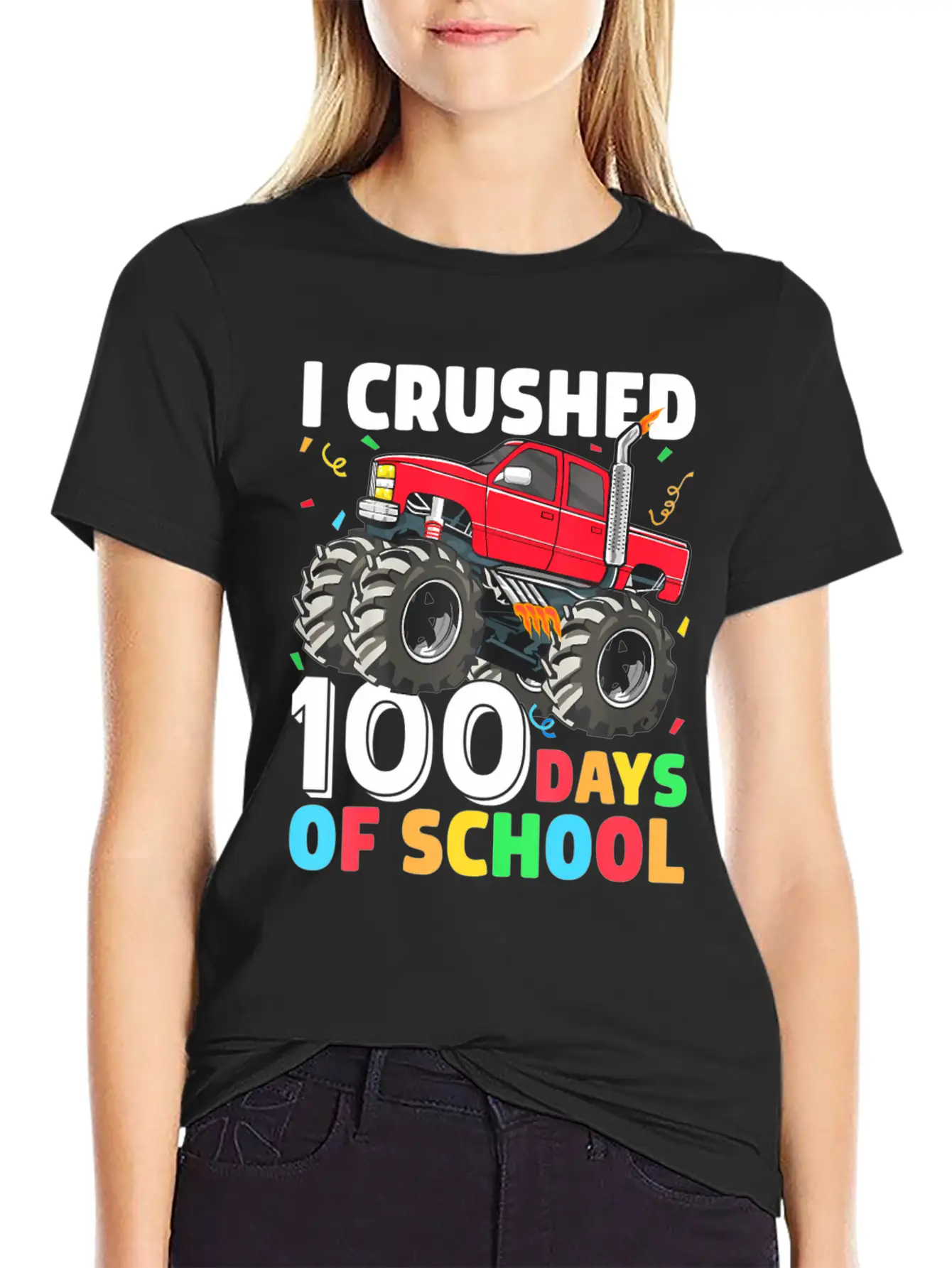 100 Days Of School Monster Truck Comfortable Minimalist Graphic Tee – Summer Style Essential