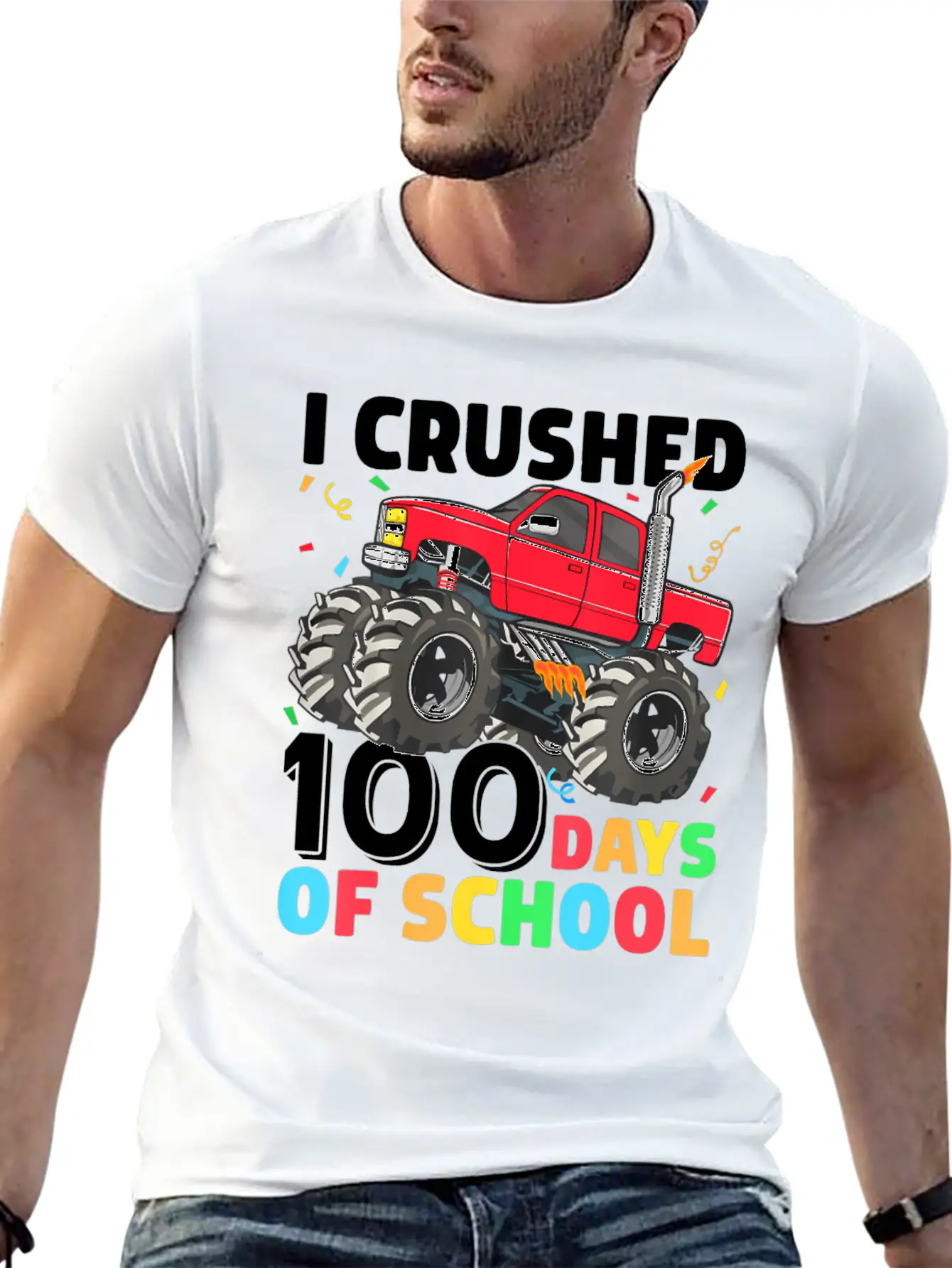 100 Days Of School Monster Truck Comfortable Minimalist Graphic Tee – Summer Style Essential
