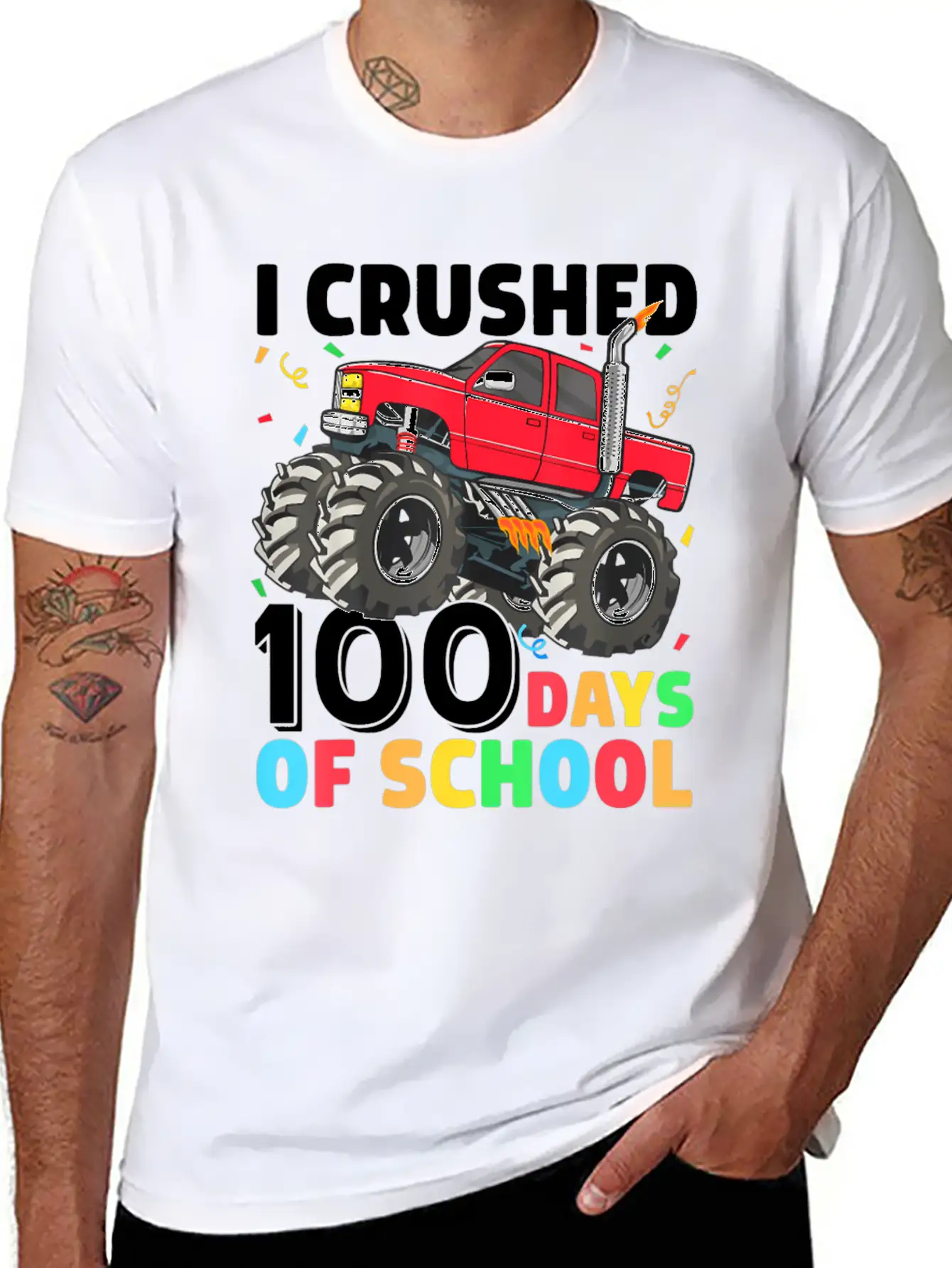 100 Days Of School Monster Truck Comfortable Minimalist Graphic Tee – Summer Style Essential