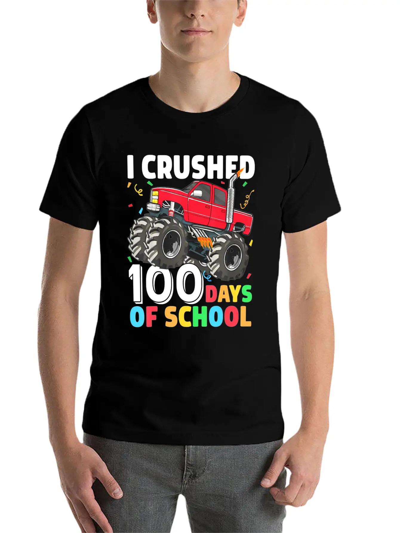 100 Days Of School Monster Truck Comfortable Minimalist Graphic Tee – Summer Style Essential