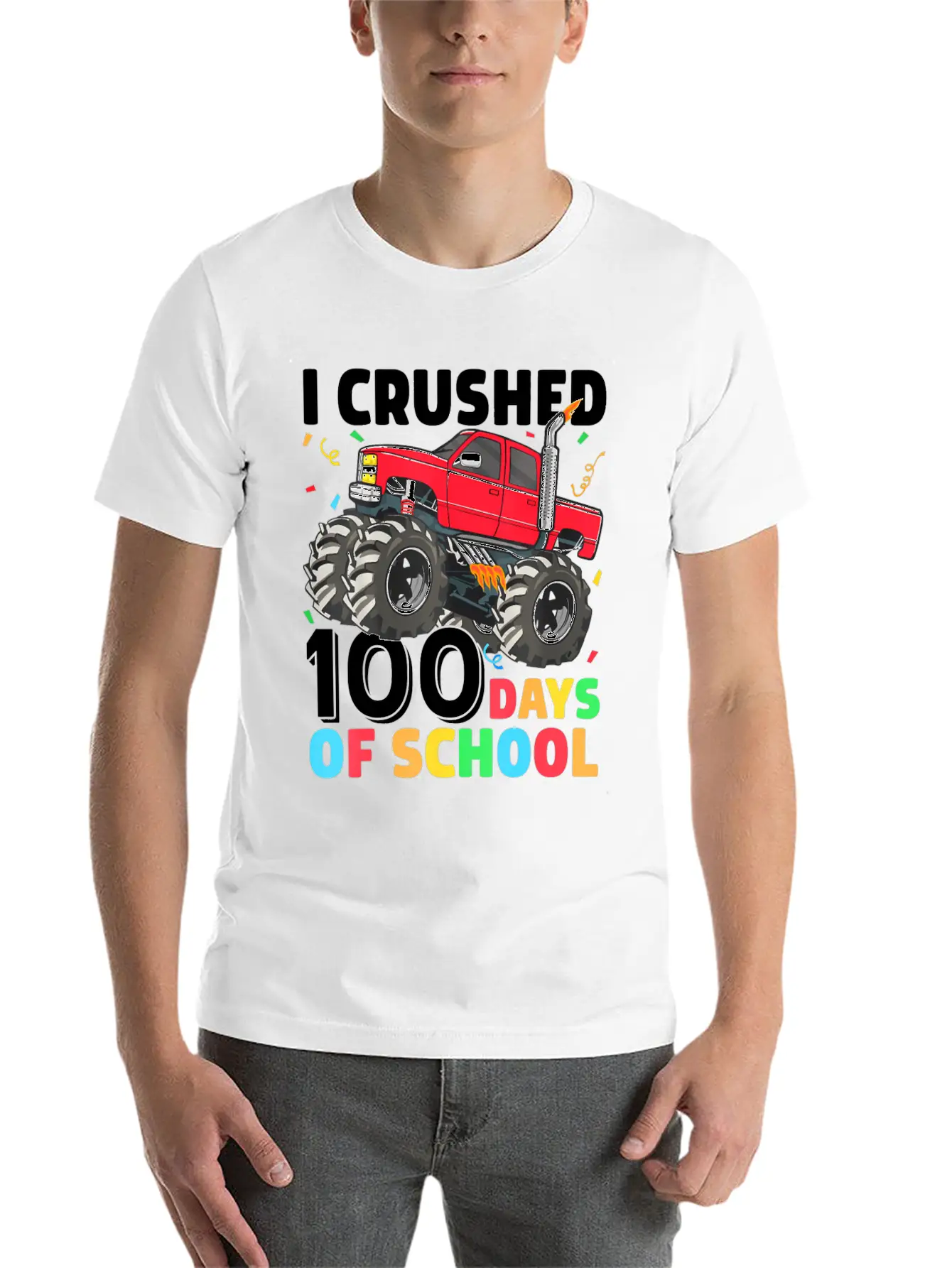 100 Days Of School Monster Truck Comfortable Minimalist Graphic Tee – Summer Style Essential