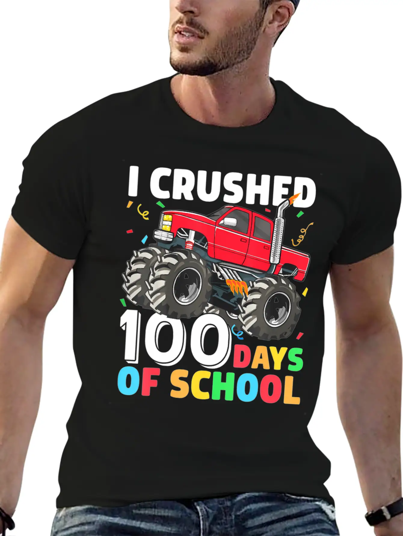 100 Days Of School Monster Truck Comfortable Minimalist Graphic Tee – Summer Style Essential