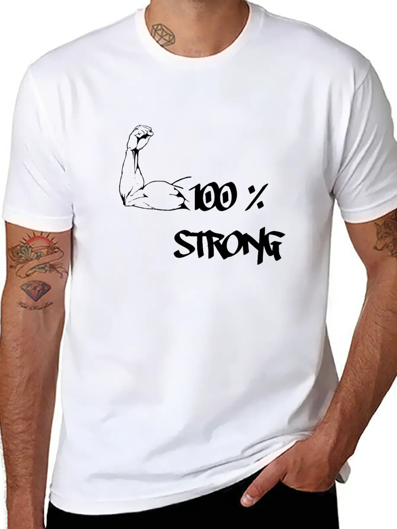 100% STRONG Unisex Short Sleeve Soft Cotton T-Shirt – Casual Everyday Wear