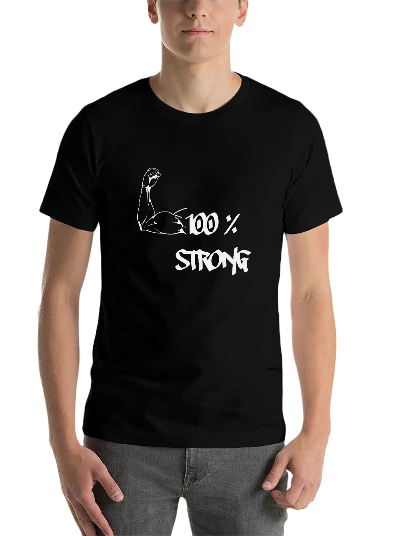 100% STRONG Unisex Short Sleeve Soft Cotton T-Shirt – Casual Everyday Wear