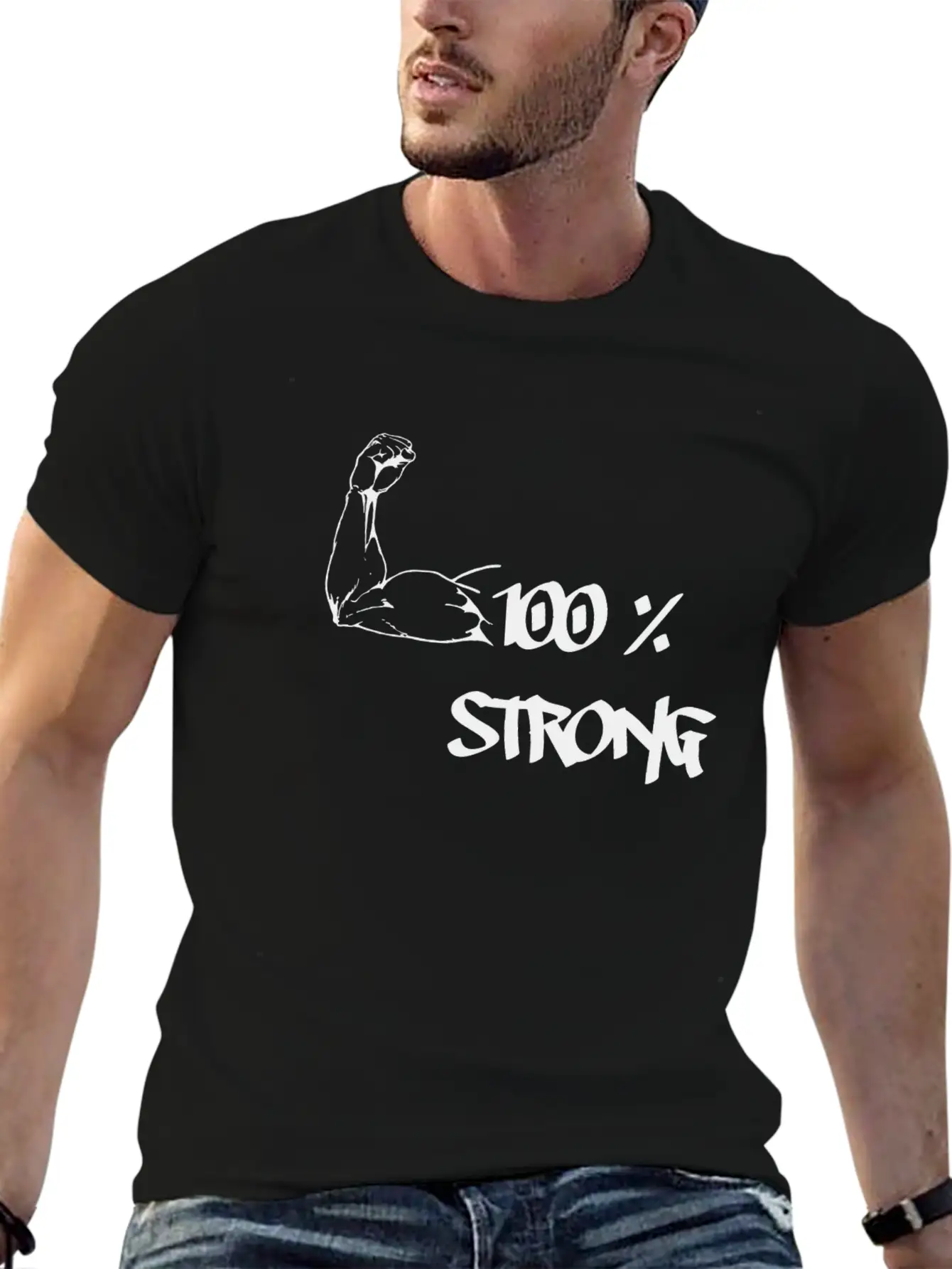 100% STRONG Unisex Short Sleeve Soft Cotton T-Shirt – Casual Everyday Wear