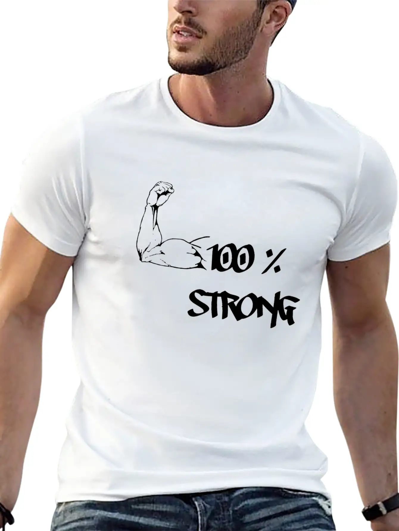 100% STRONG Unisex Short Sleeve Soft Cotton T-Shirt – Casual Everyday Wear