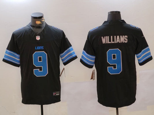 Men's Detroit Lions Jameson Williams #9 Black Player Game Jerseys