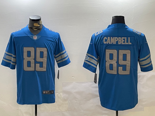 Men's Detroit Lions Dan Campbell #89 Blue Game Jerseys
