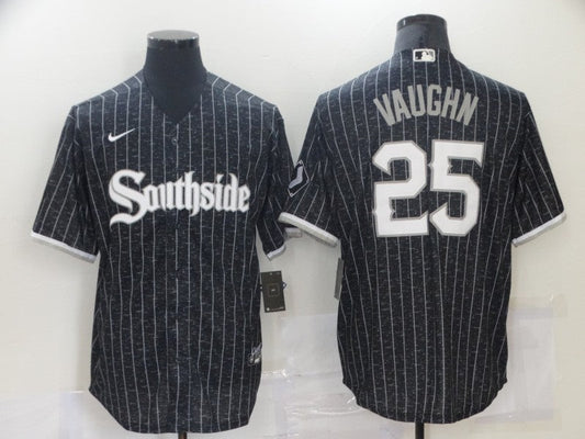 Men's Chicago White Sox Jim Abbott #25 Black Replica Baseball Jerseys