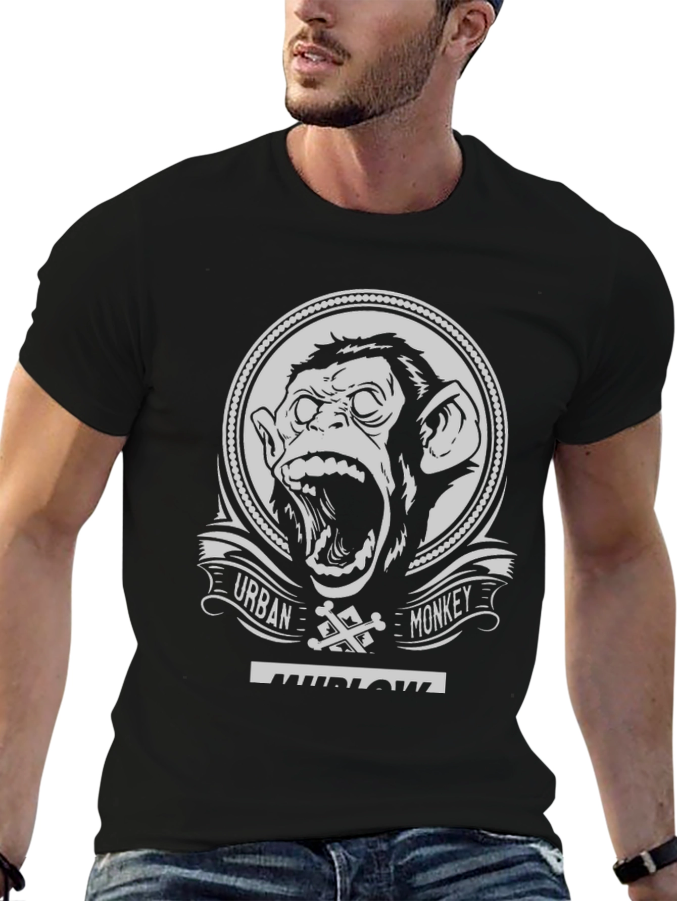 Urban Monkey Graphic T-Shirt - Black