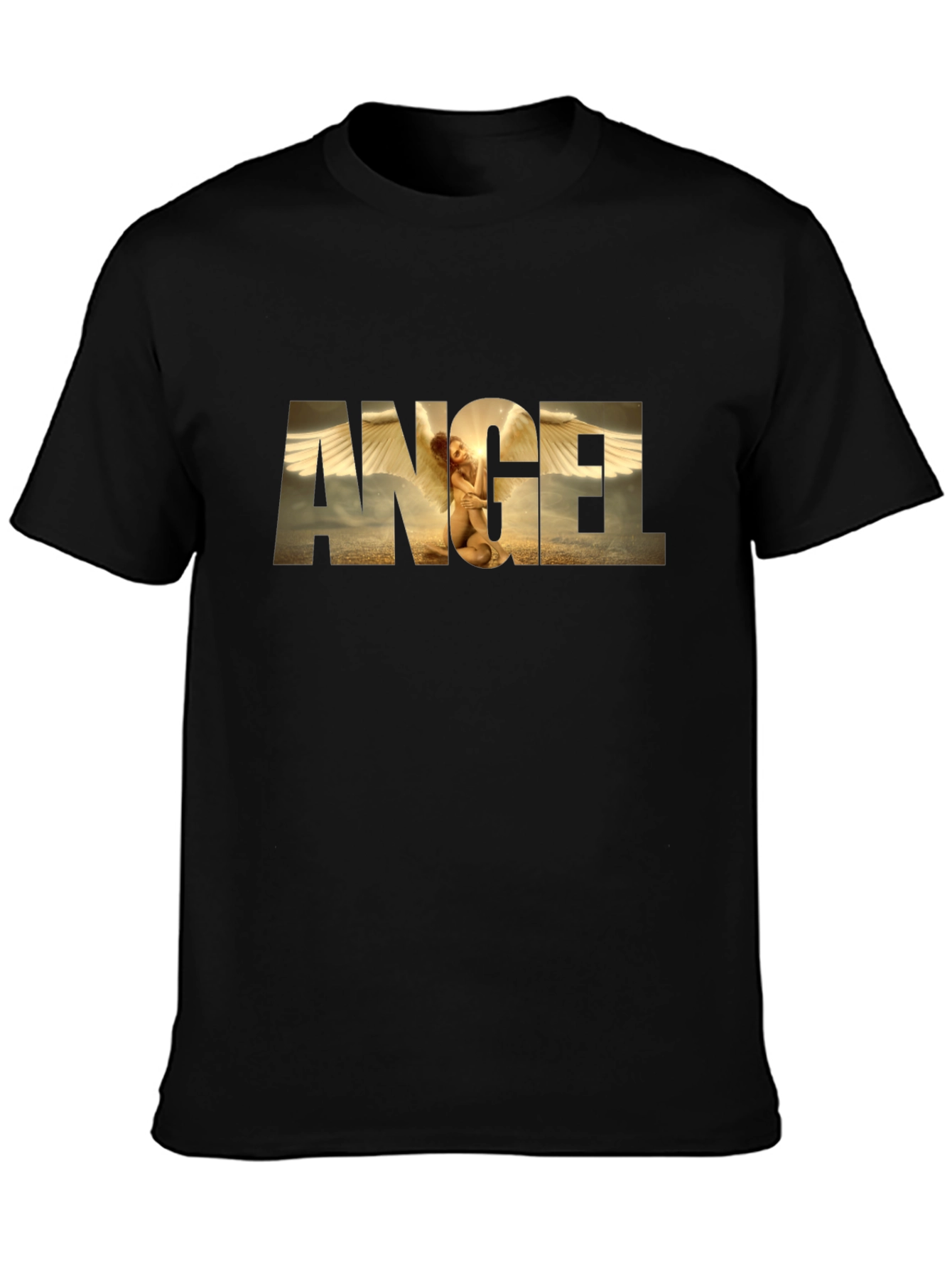 Angel Graphic Print Black T-Shirt