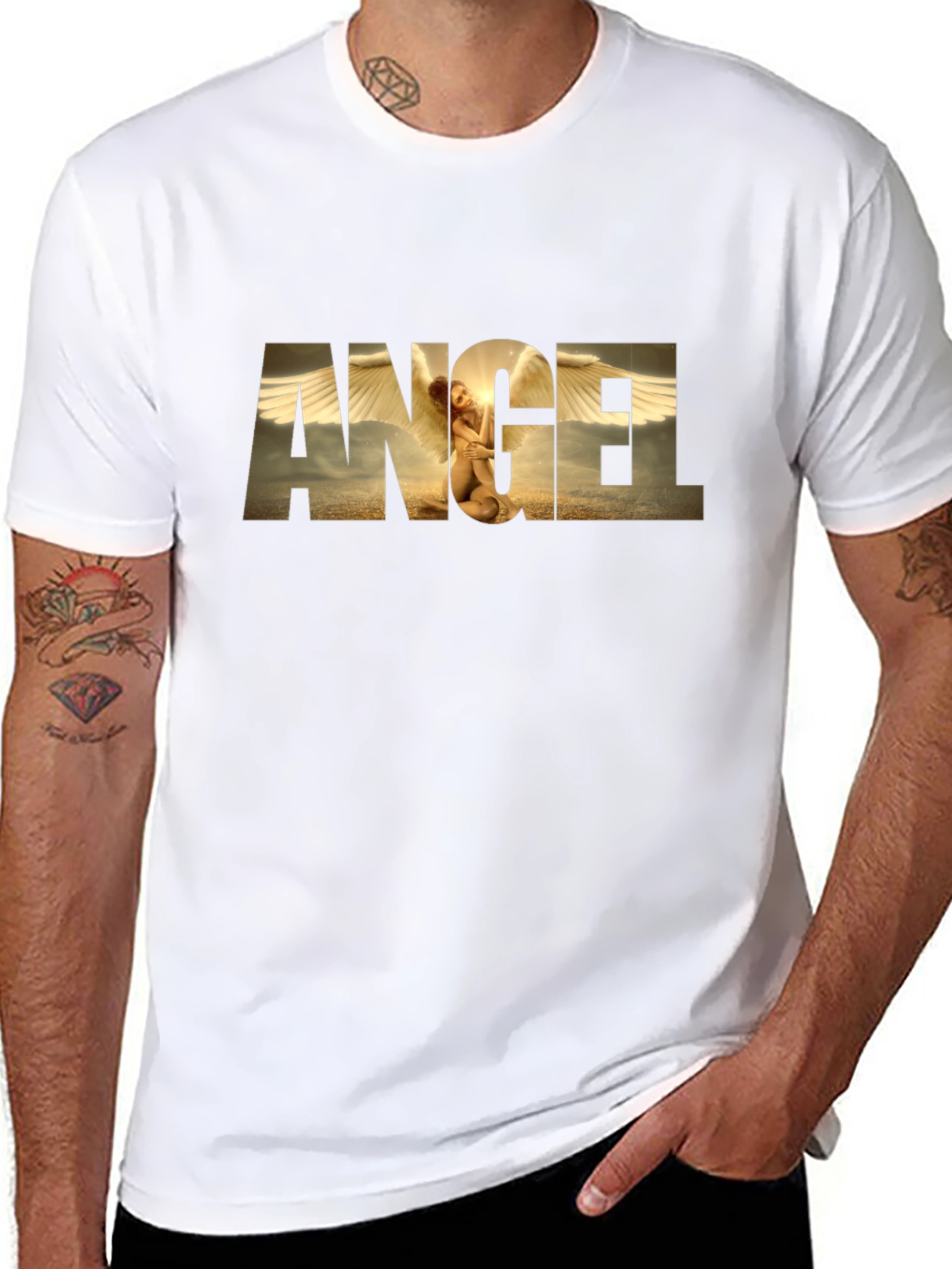 Angel Graphic Print Black T-Shirt