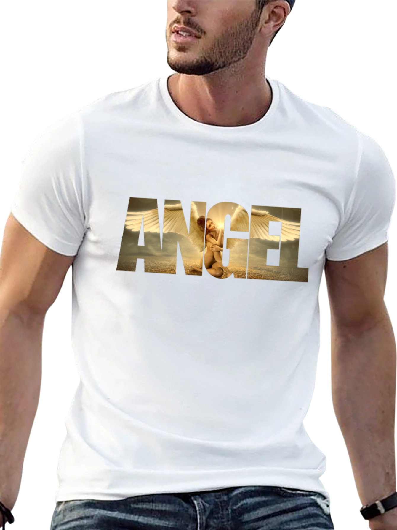 Angel Graphic Print Black T-Shirt