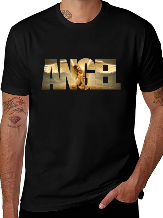 Angel Graphic Print Black T-Shirt
