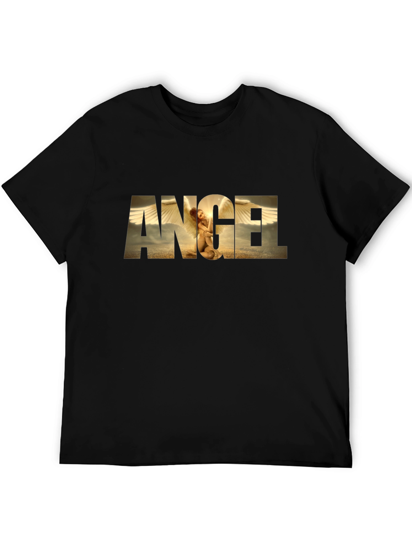 Angel Graphic Print Black T-Shirt