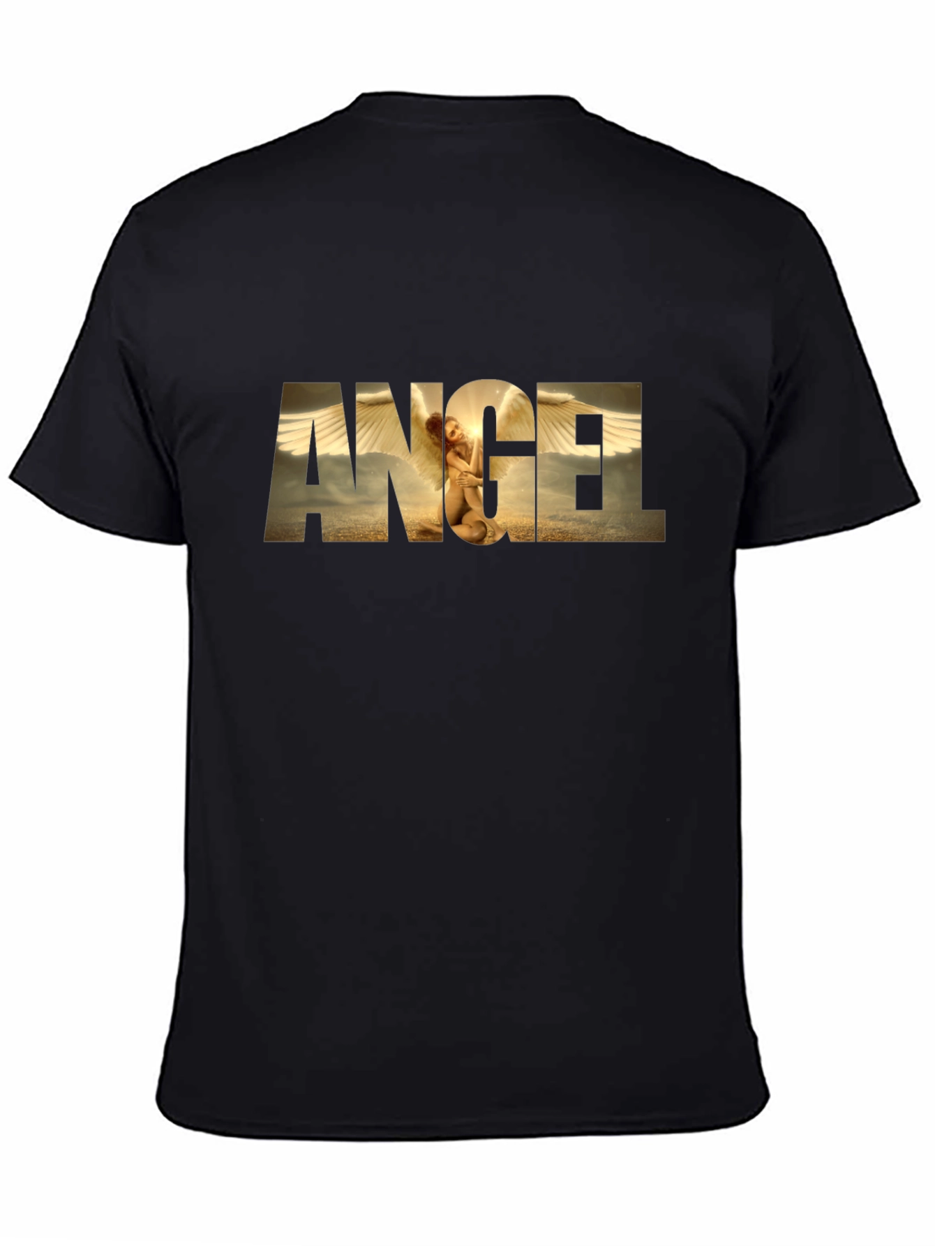 Angel Graphic Print Black T-Shirt