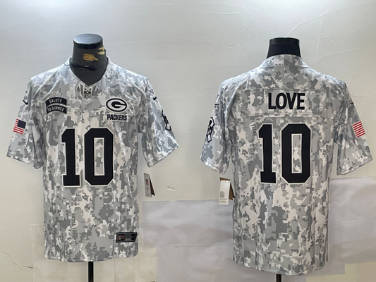 Men's Green Bay Packers Jordan Love #10 Arctic Camo 2024 Salute to Service Limited Jerseys