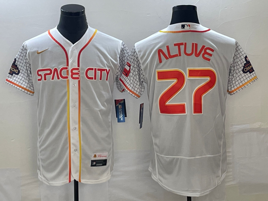 Men's Houston Astros Jose Altuve #27 White City Connect Replica Player Jerseys