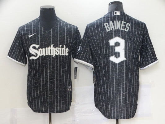 Men's Chicago White Sox Harold Baines #3 Black Replica Baseball Jerseys