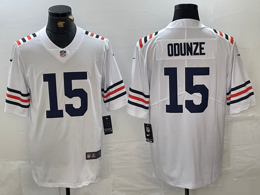 Men's Chicago Bears Rome Odunze #15 White 2024 NFL Draft 2nd Alternate Game Player Jerseys