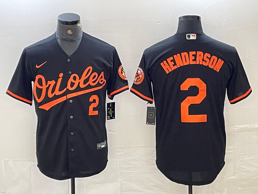 Men's Baltimore Orioles Gunnar Henderson #2 Black Replica Player Jerseys