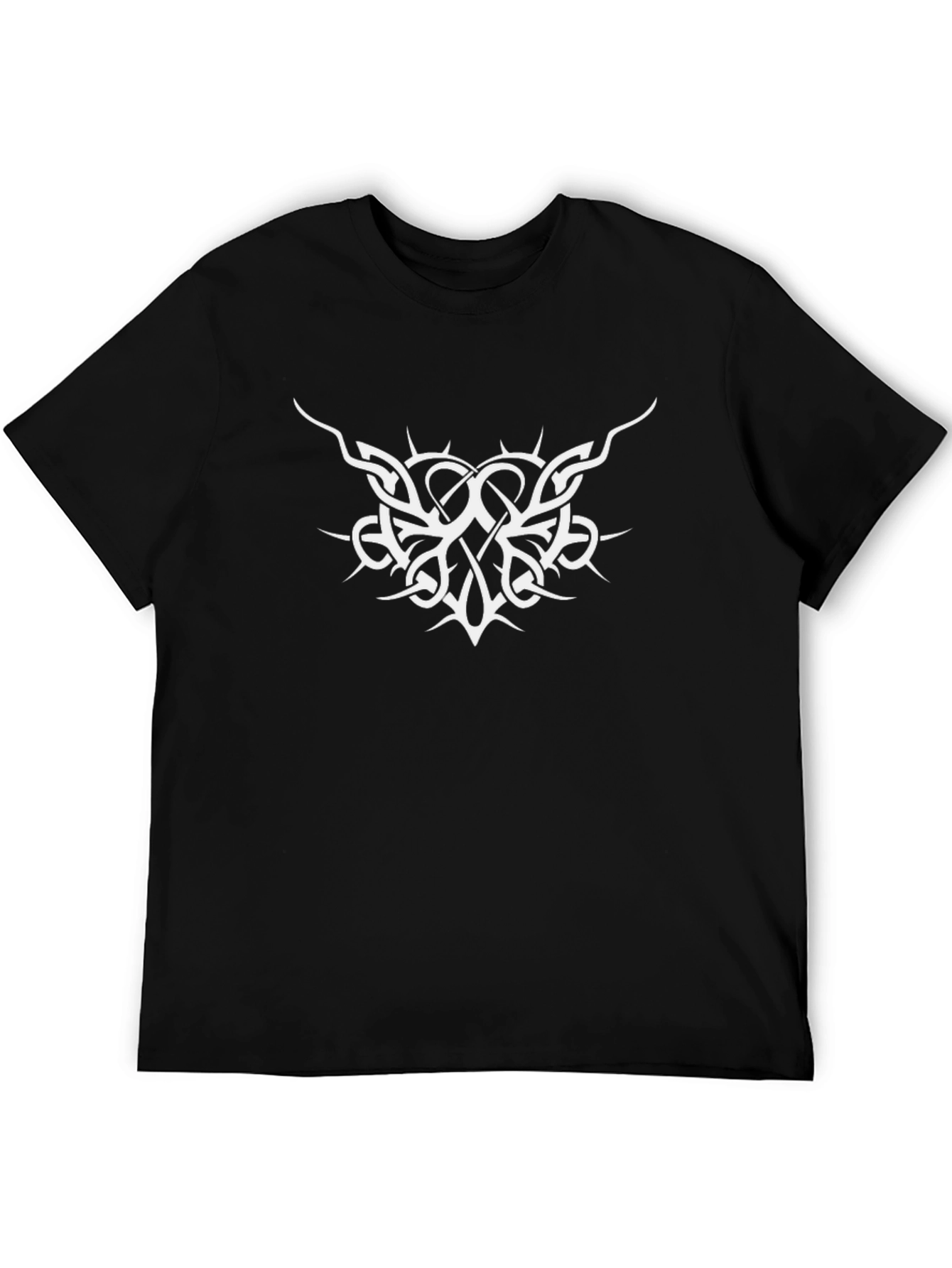 Black T-Shirt with White Tribal Graphic