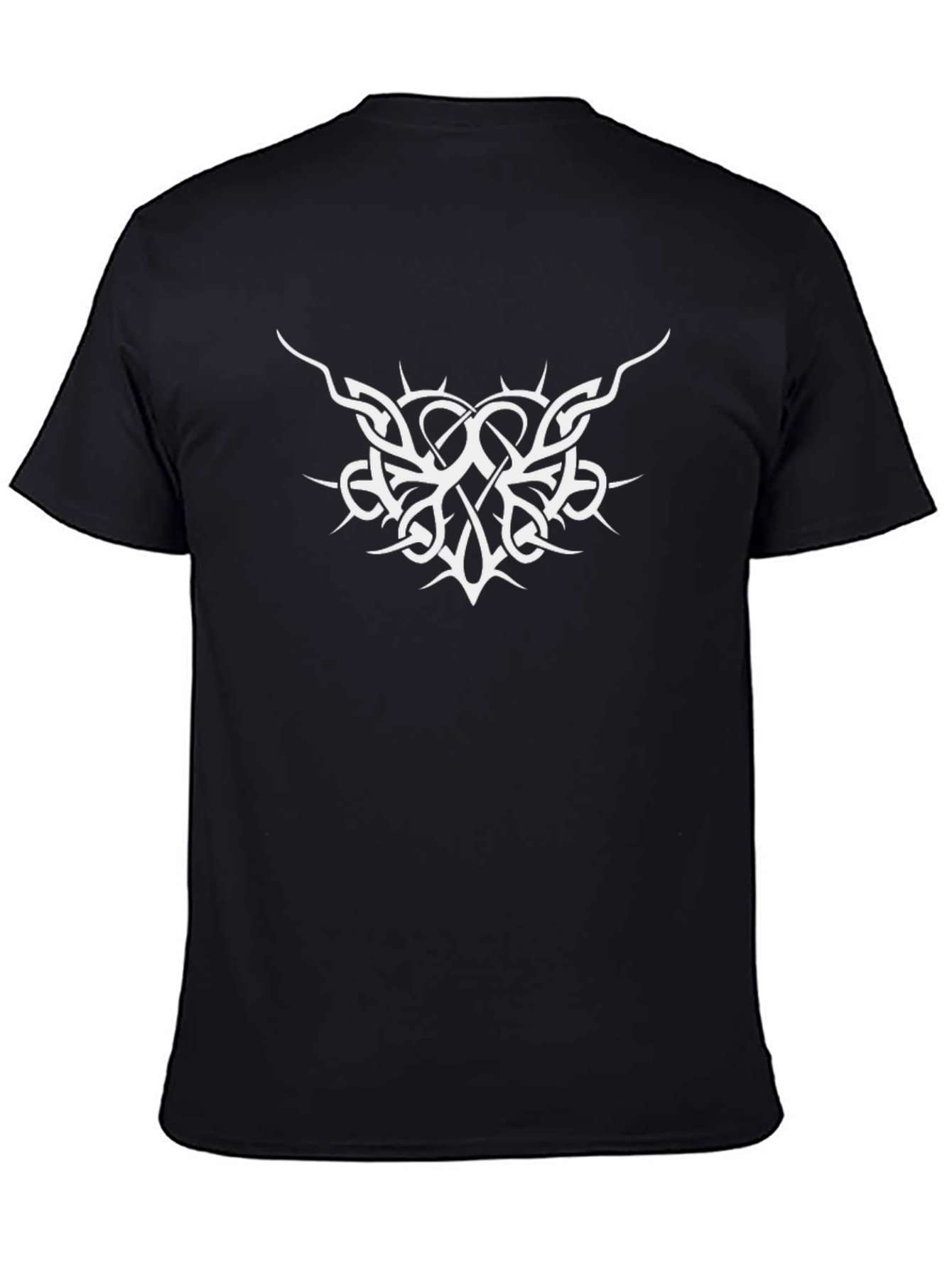 Black T-Shirt with White Tribal Graphic