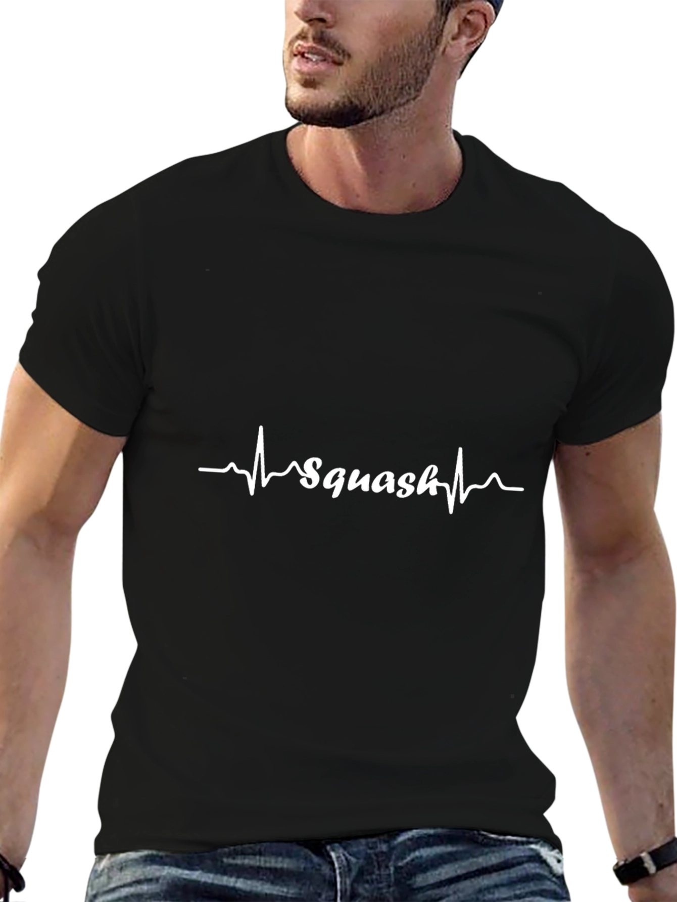 Squash Heartbeat T-Shirt - Black