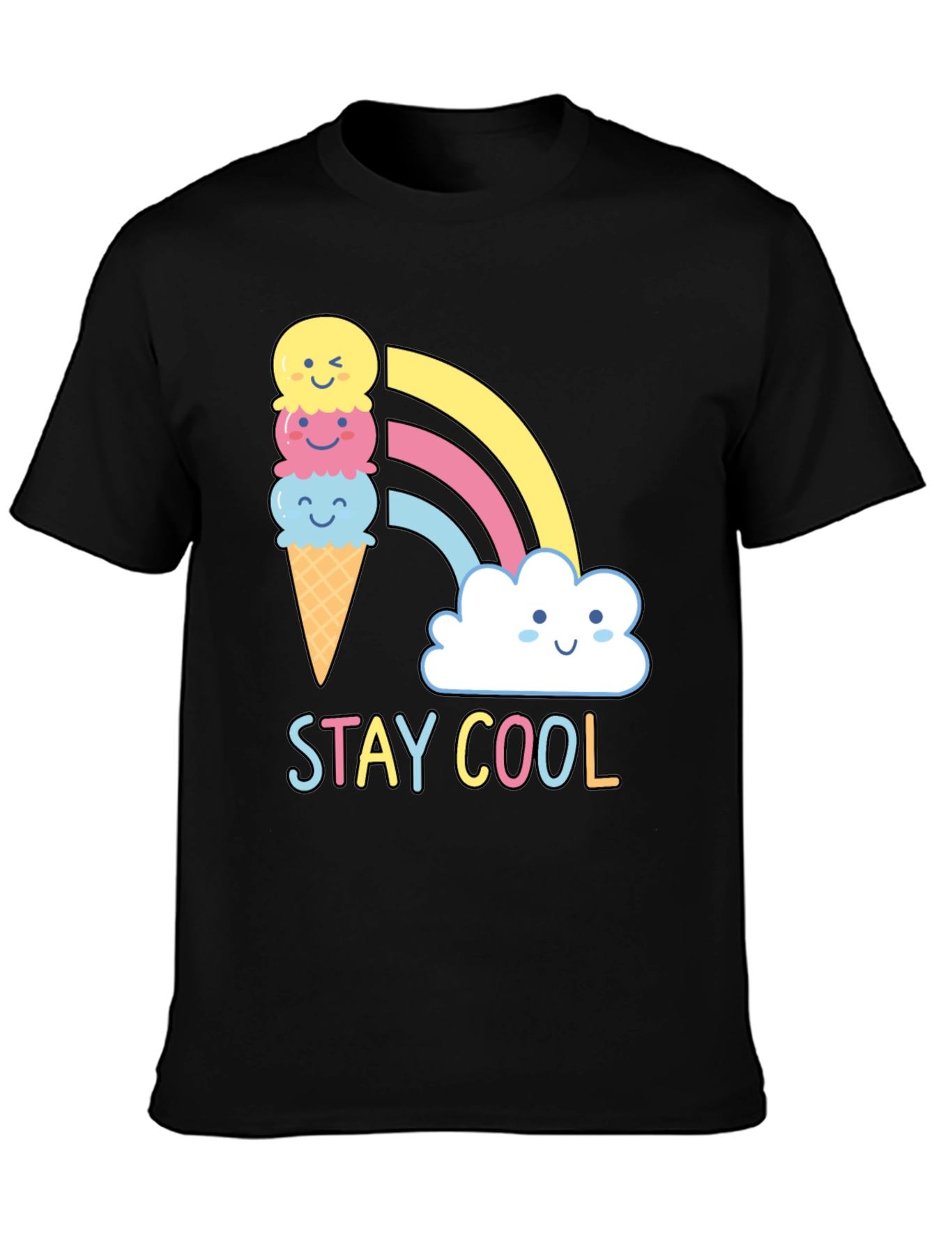 Stay Cool T-Shirt - Ice Cream Rainbow Graphic