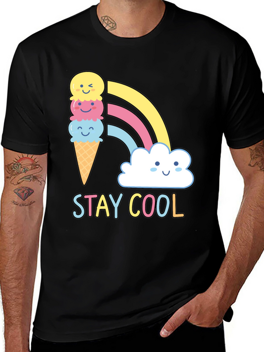 Stay Cool T-Shirt - Ice Cream Rainbow Graphic