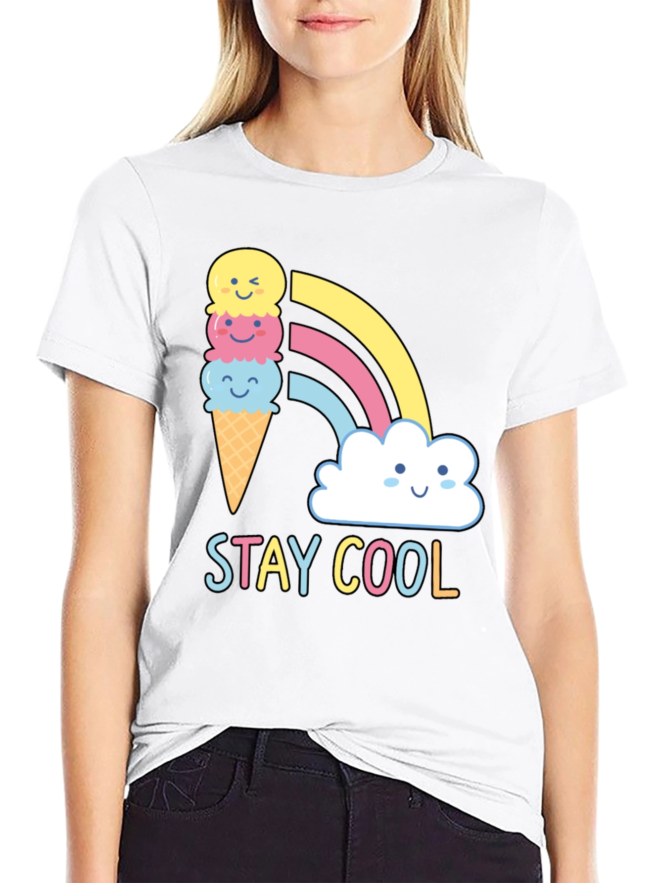 Stay Cool T-Shirt - Ice Cream Rainbow Graphic