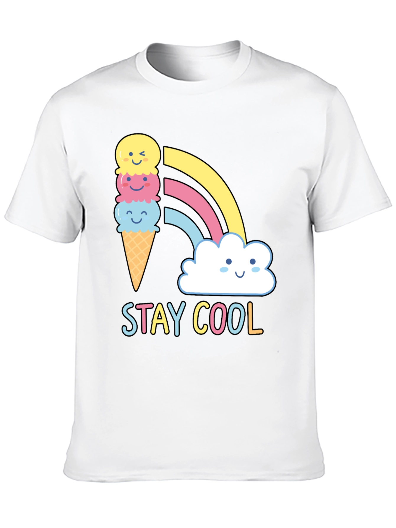 Stay Cool T-Shirt - Ice Cream Rainbow Graphic