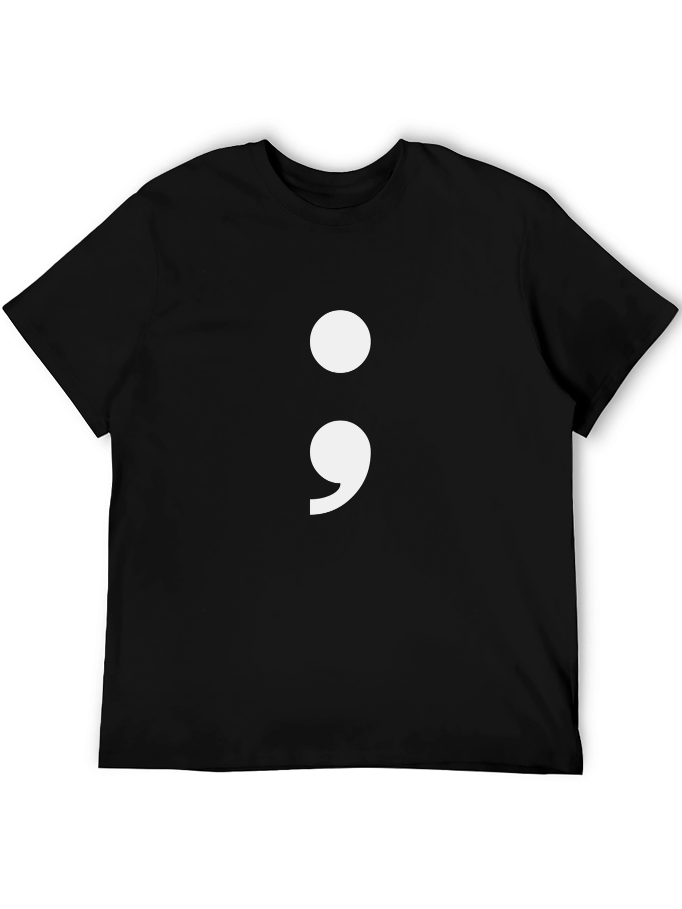 Semicolon Graphic Tee - Black Cotton Blend T-Shirt