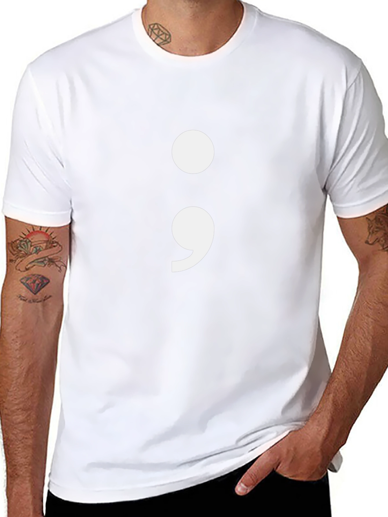 Semicolon Graphic Tee - Black Cotton Blend T-Shirt