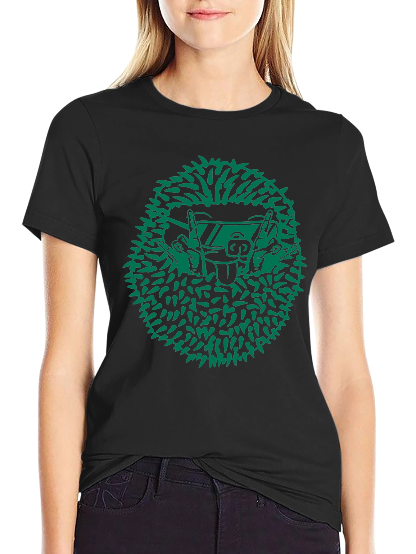 Cool Hedgehog Graphic Tee - Black Cotton