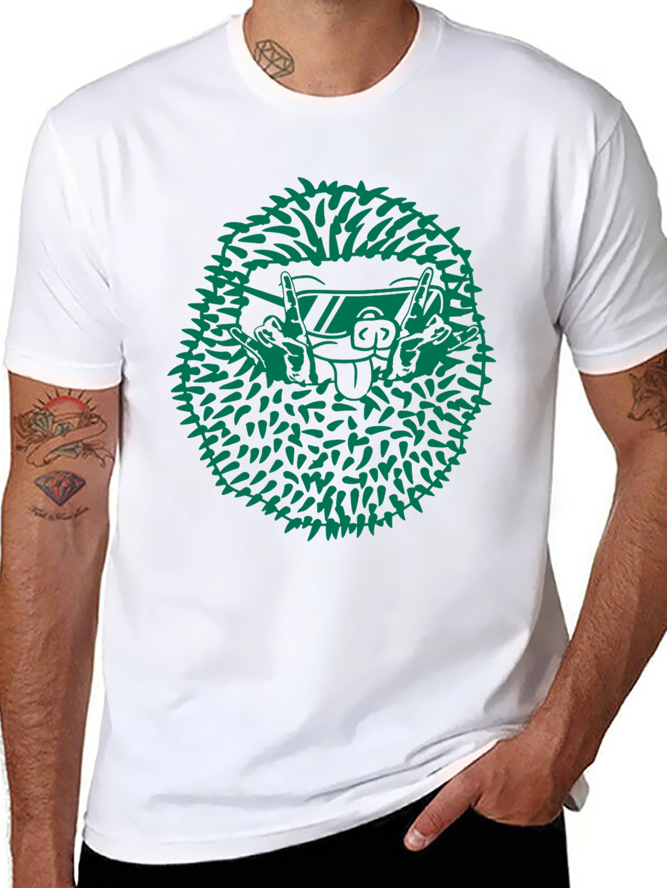 Cool Hedgehog Graphic Tee - Black Cotton