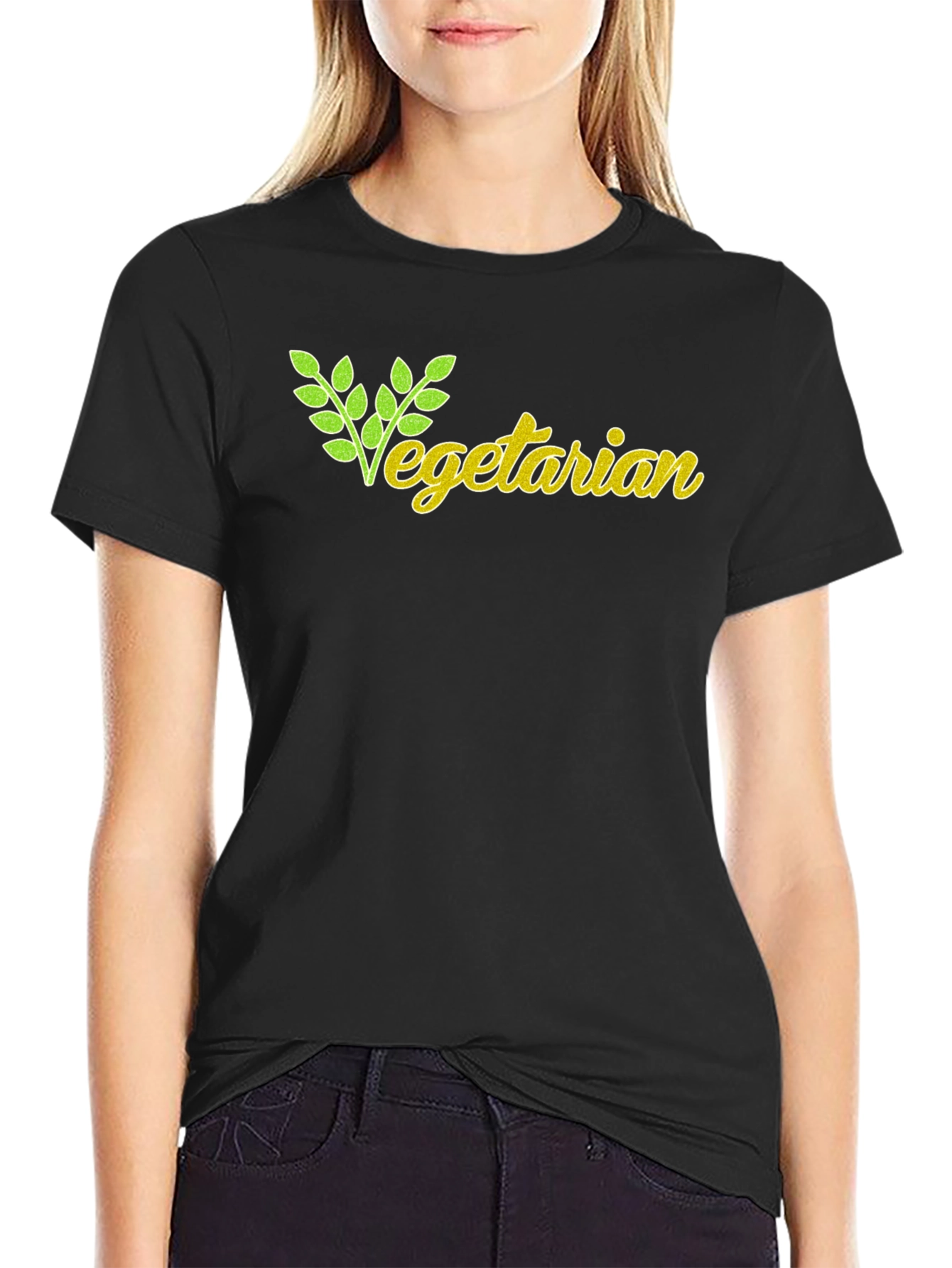 Vegetarian Graphic T-Shirt - Black