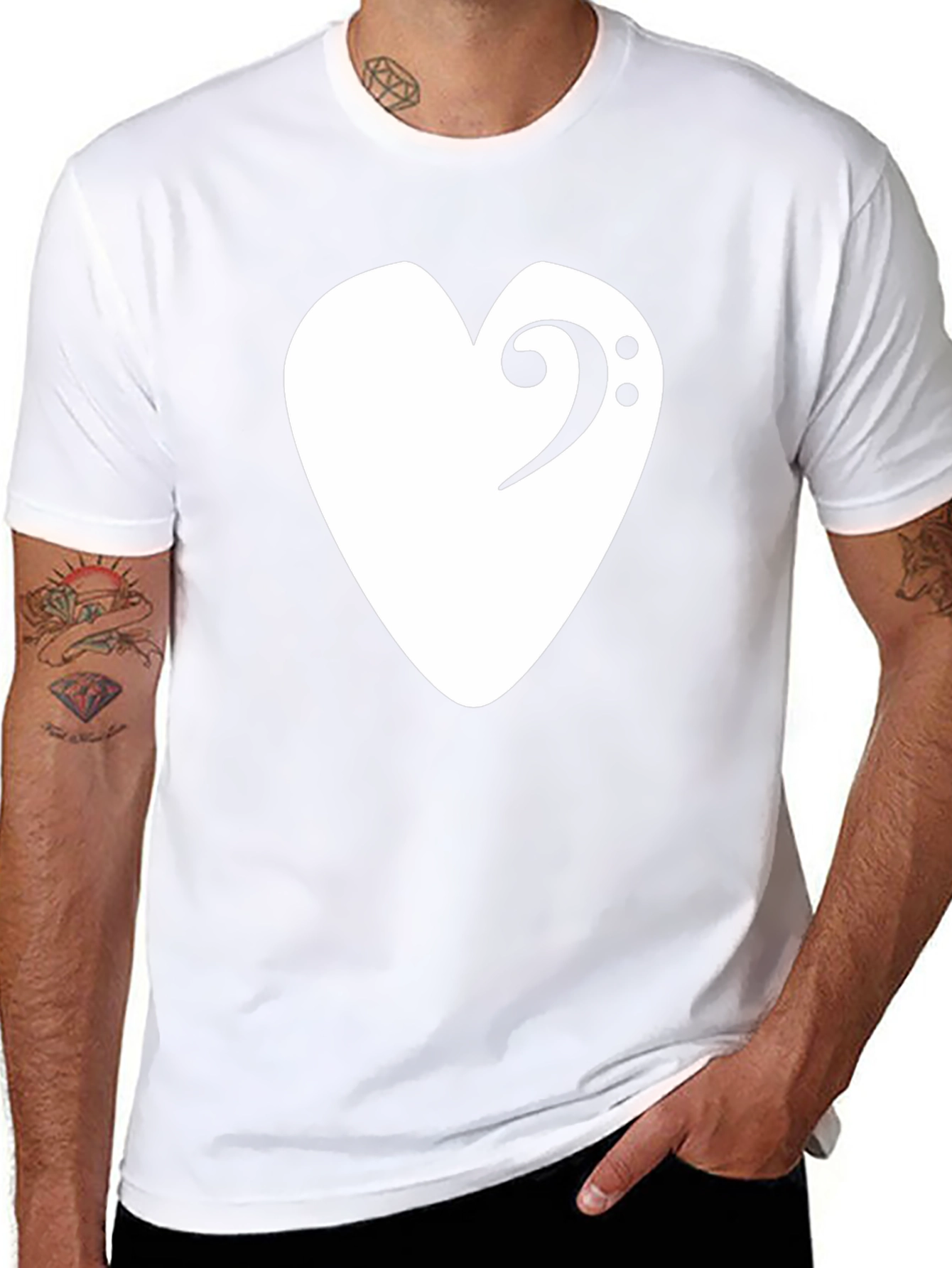Bass Clef Heart T-Shirt - Musical Love