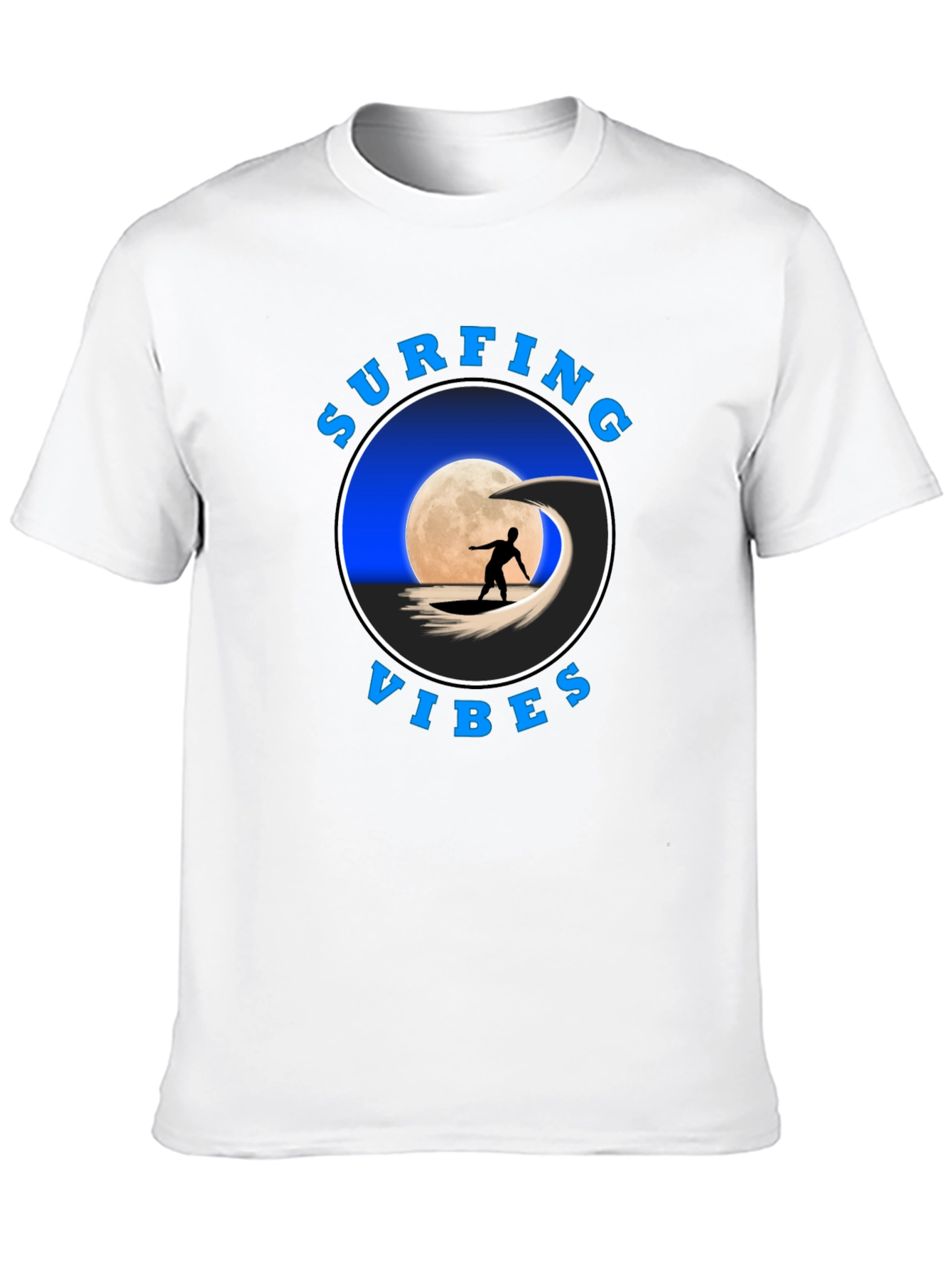 Surfing Vibes Graphic Tee - Black Cotton T-Shirt