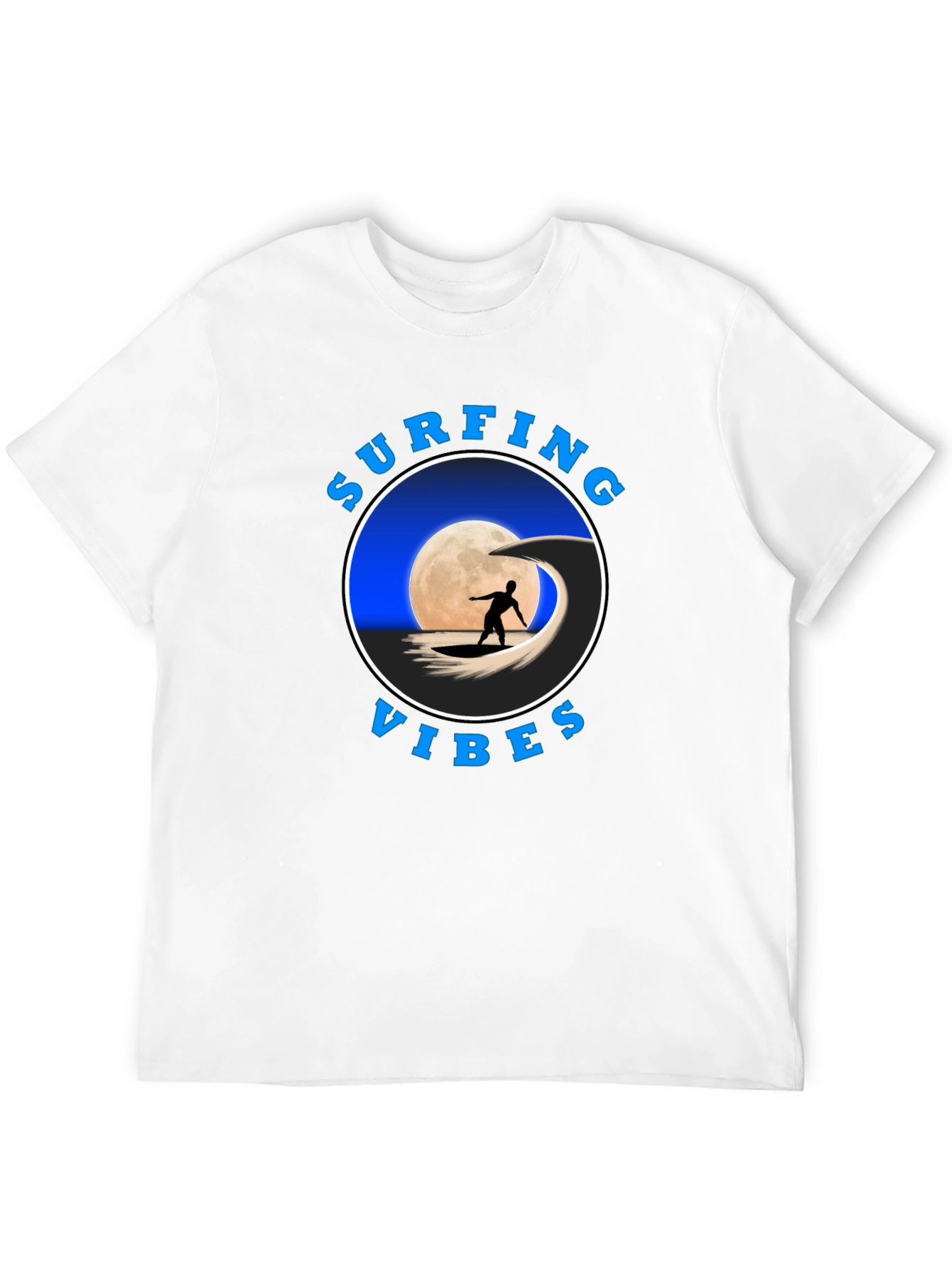 Surfing Vibes Graphic Tee - Black Cotton T-Shirt