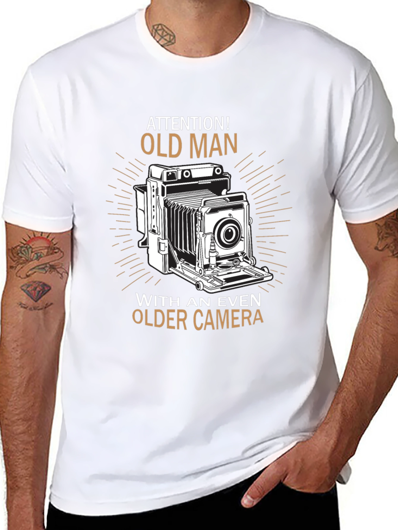 Old Man Older Camera Graphic T-Shirt